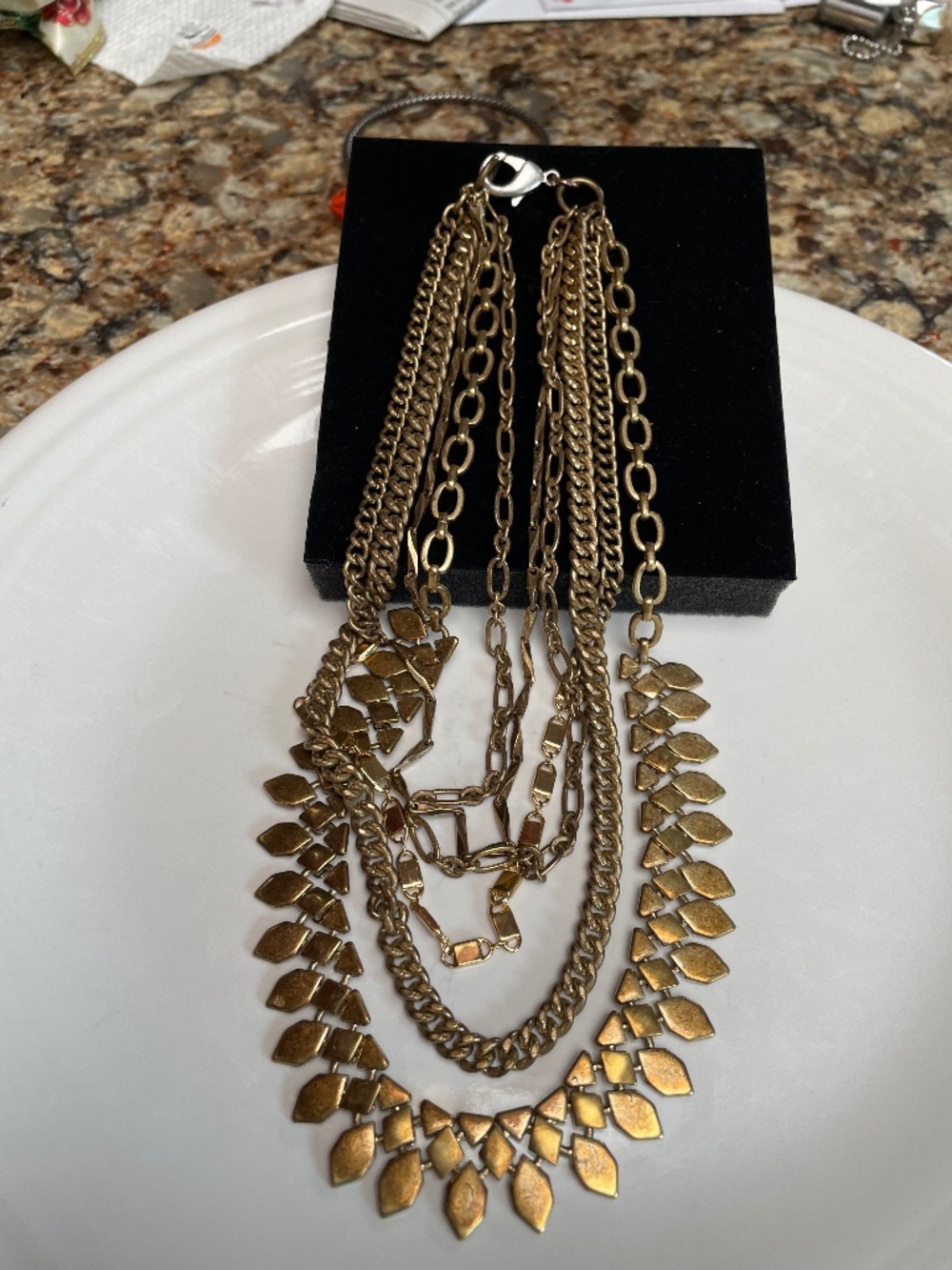 Vintage Stella & Dot Sutton Convertible Necklace Brushed Gold